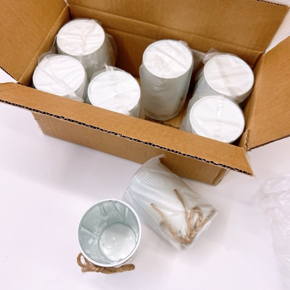 8 Farmhouse Vase Galvanized Metal 4.33 in Decor Vintage Flower Vase WEDDING NEW! - Picture 4 of 12